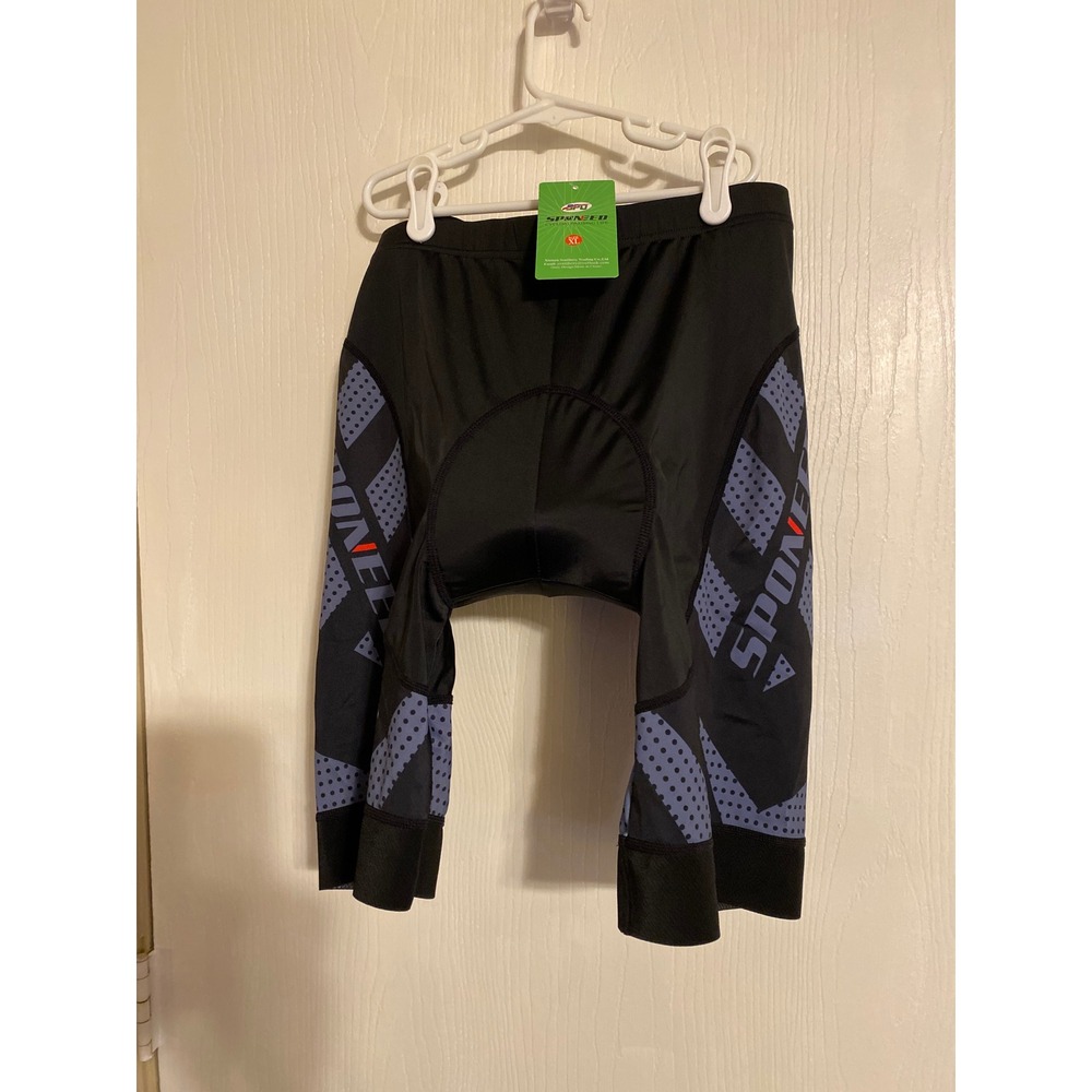 Sponeed Mens Cycling Shorts Padded Bicycle Pants Black Gray XL New With Tags